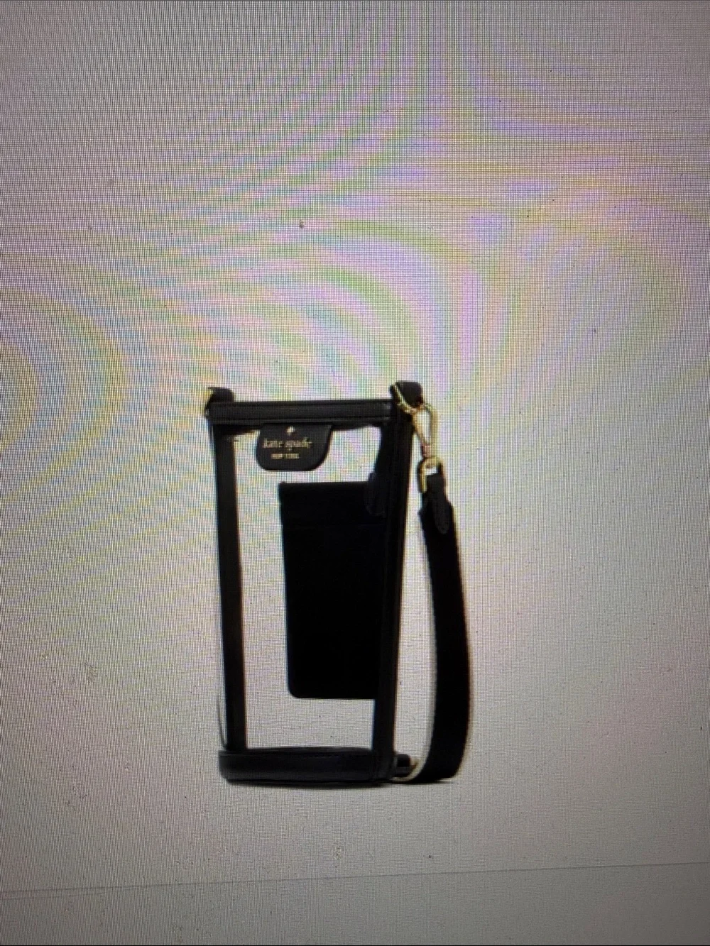 kate spade Clear Crossbody Phone Case with Black Trim and Gold Hardware